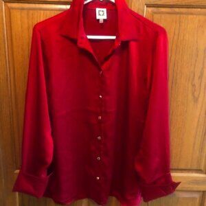 Anne Klein Red womens Blouse with gold buttons  size L